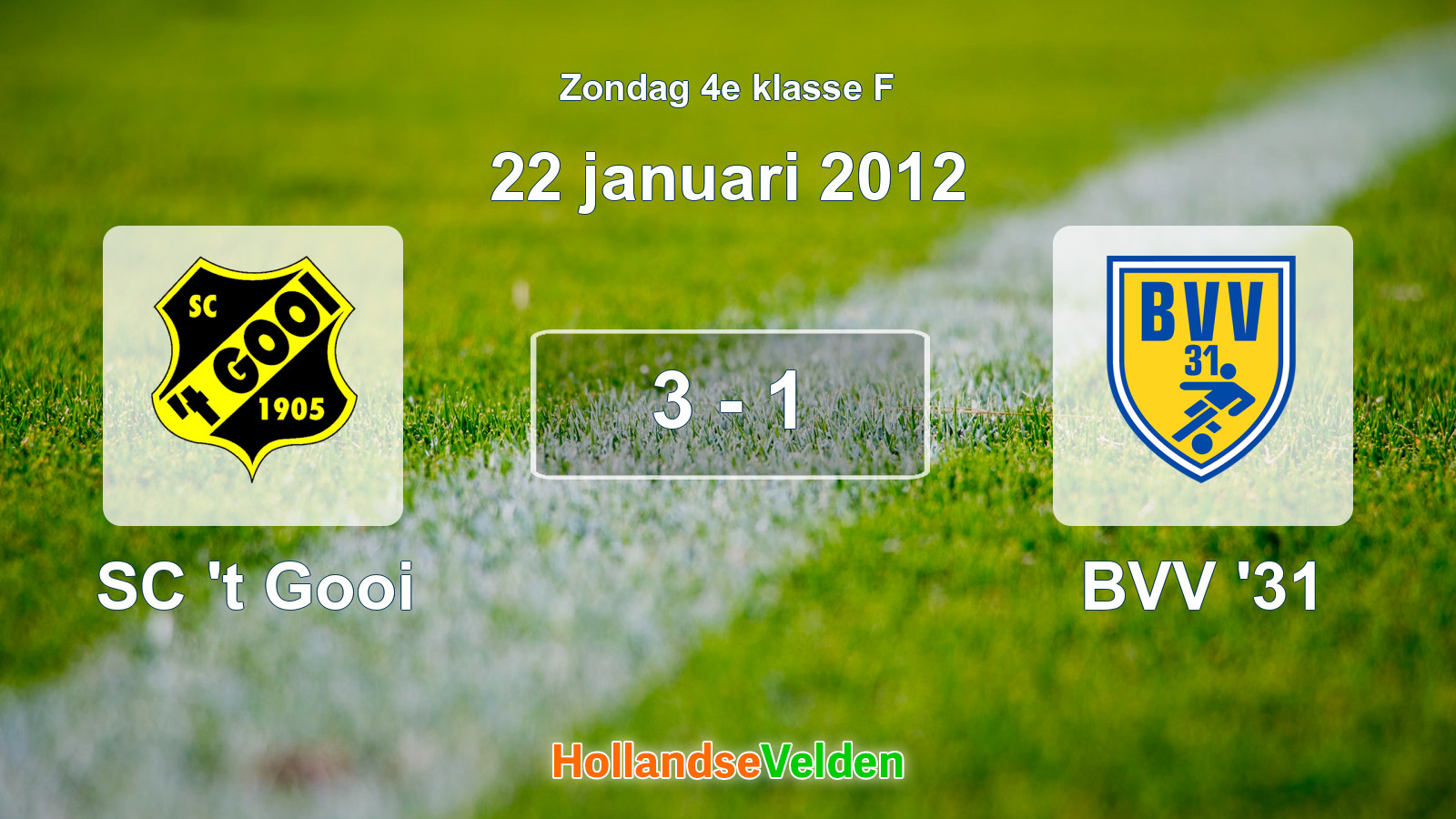 Gespeelde wedstrijd: SC 't Gooi - BVV '31 3 - 1 (22 januari 2012)