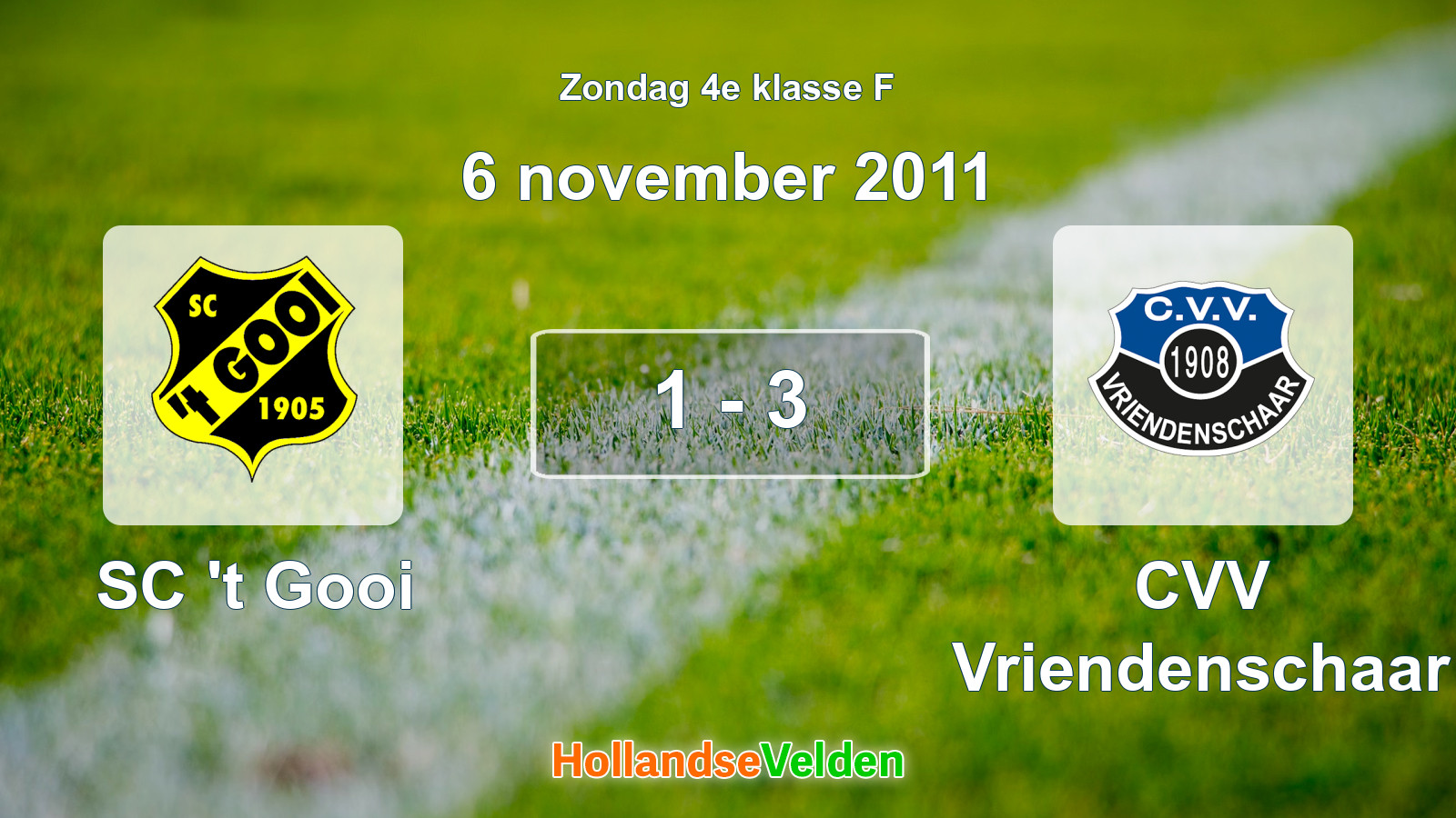 Gespeelde wedstrijd: SC 't Gooi - CVV Vriendenschaar 1 - 3 (6 november 2011)