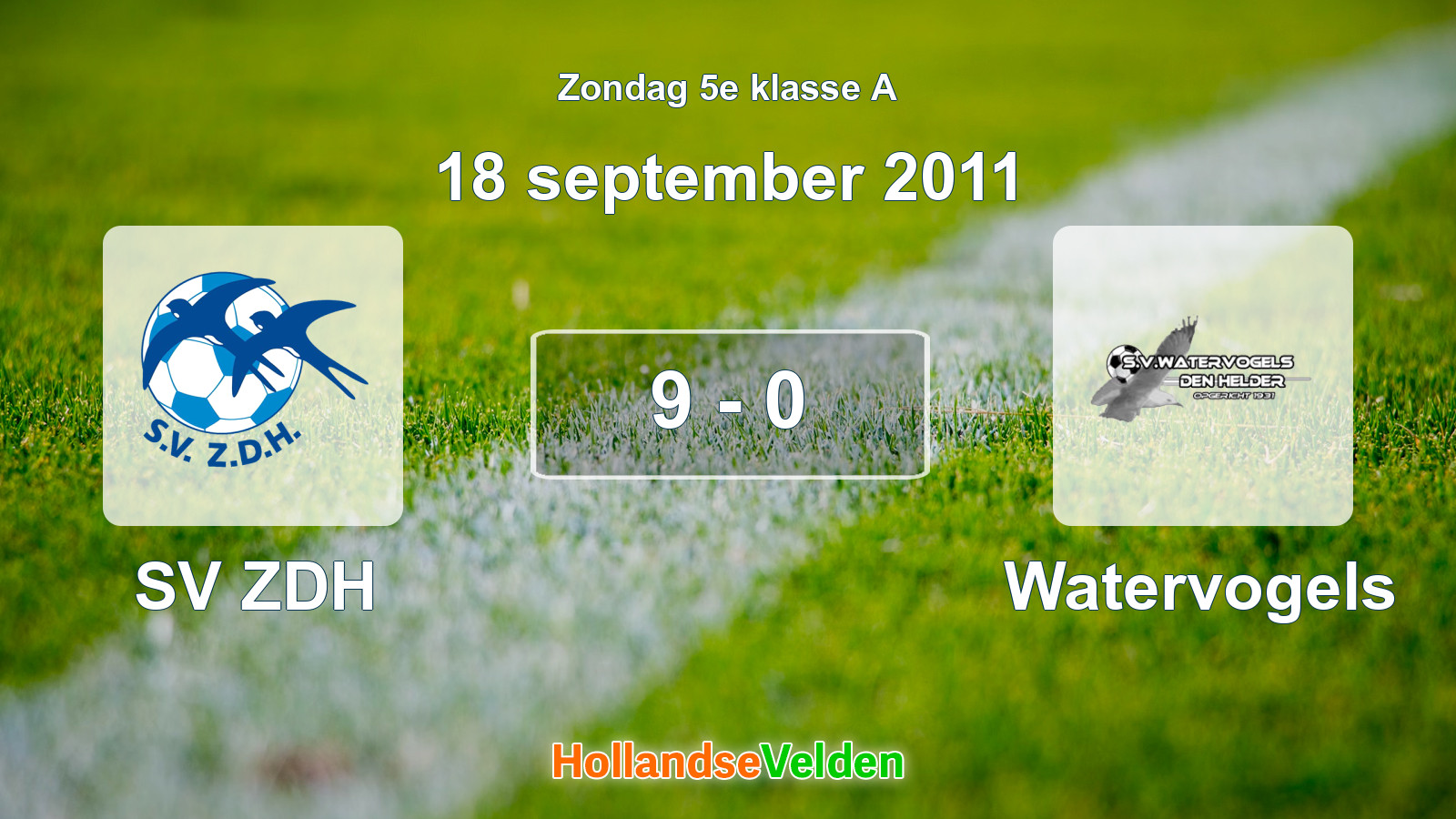 Gespeelde wedstrijd: SV ZDH - Watervogels 9 - 0 (18 september 2011)