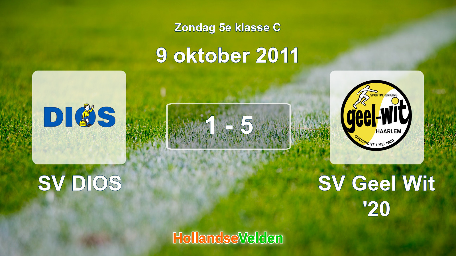 Gespeelde wedstrijd: SV DIOS - SV Geel Wit '20 1 - 5 (9 oktober 2011)