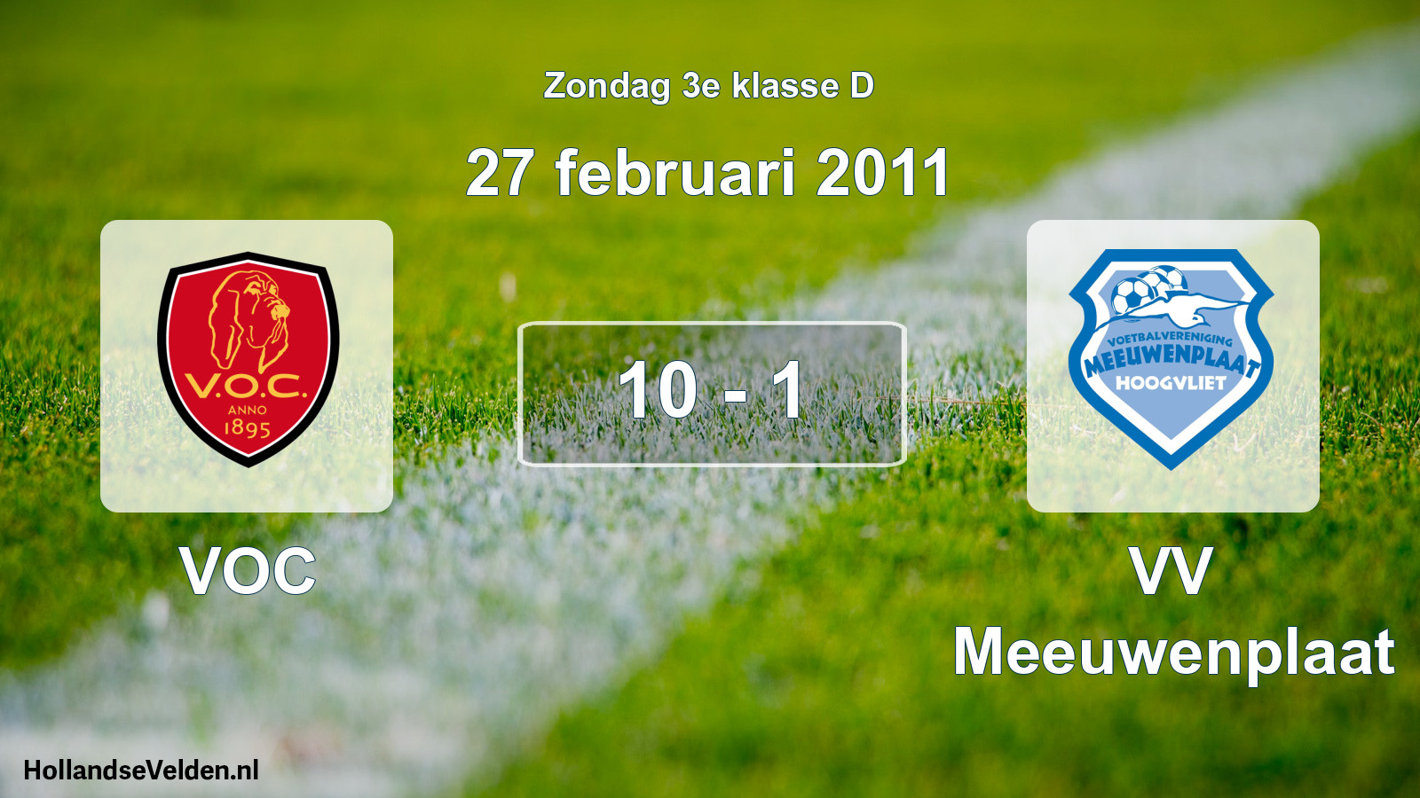Gespeelde wedstrijd: VOC - VV Meeuwenplaat 10 - 1 (27 februari 2011)