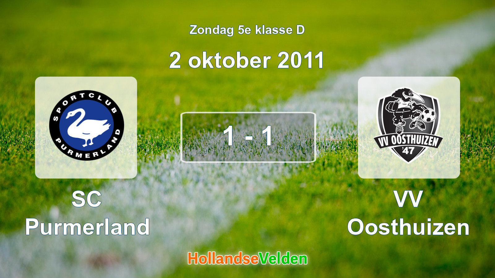 Gespeelde wedstrijd: SC Purmerland - VV Oosthuizen 1 - 1 (2 oktober 2011)