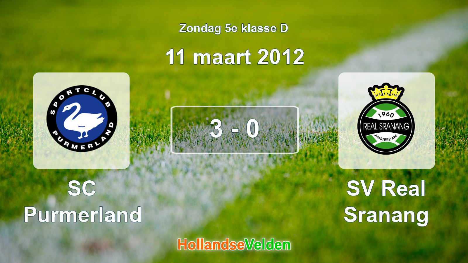 Gespeelde wedstrijd: SC Purmerland - SV Real Sranang 3 - 0 (11 maart 2012)