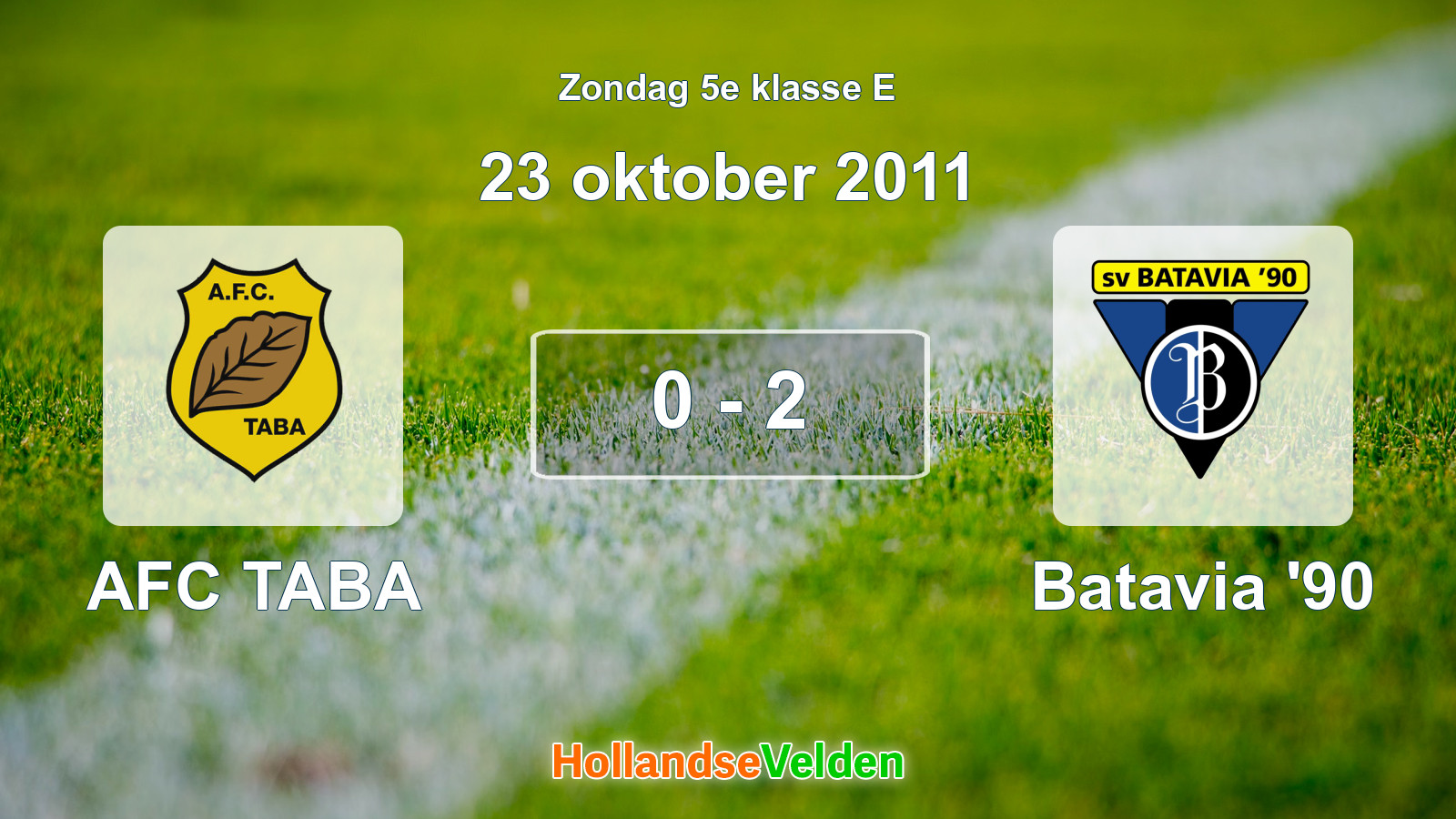 Gespeelde wedstrijd: AFC TABA - Batavia '90 0 - 2 (23 oktober 2011)