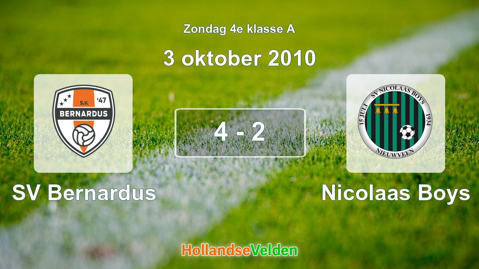 Gespeelde wedstrijd: SV Bernardus - Nicolaas Boys 4 - 2 (3 oktober 2010)