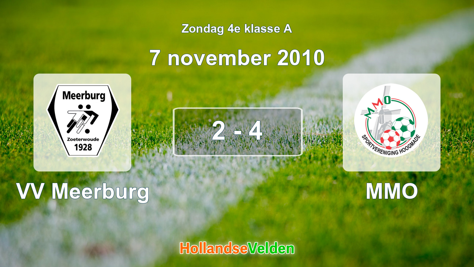 Gespeelde wedstrijd: VV Meerburg - MMO 2 - 4 (7 november 2010)