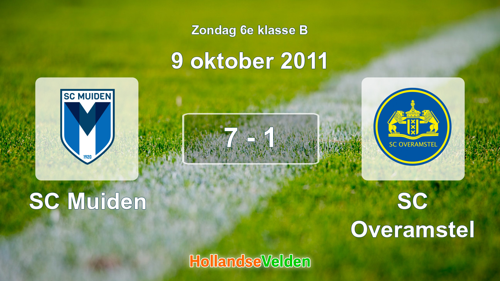 Gespeelde wedstrijd: SC Muiden - SC Overamstel 7 - 1 (9 oktober 2011)