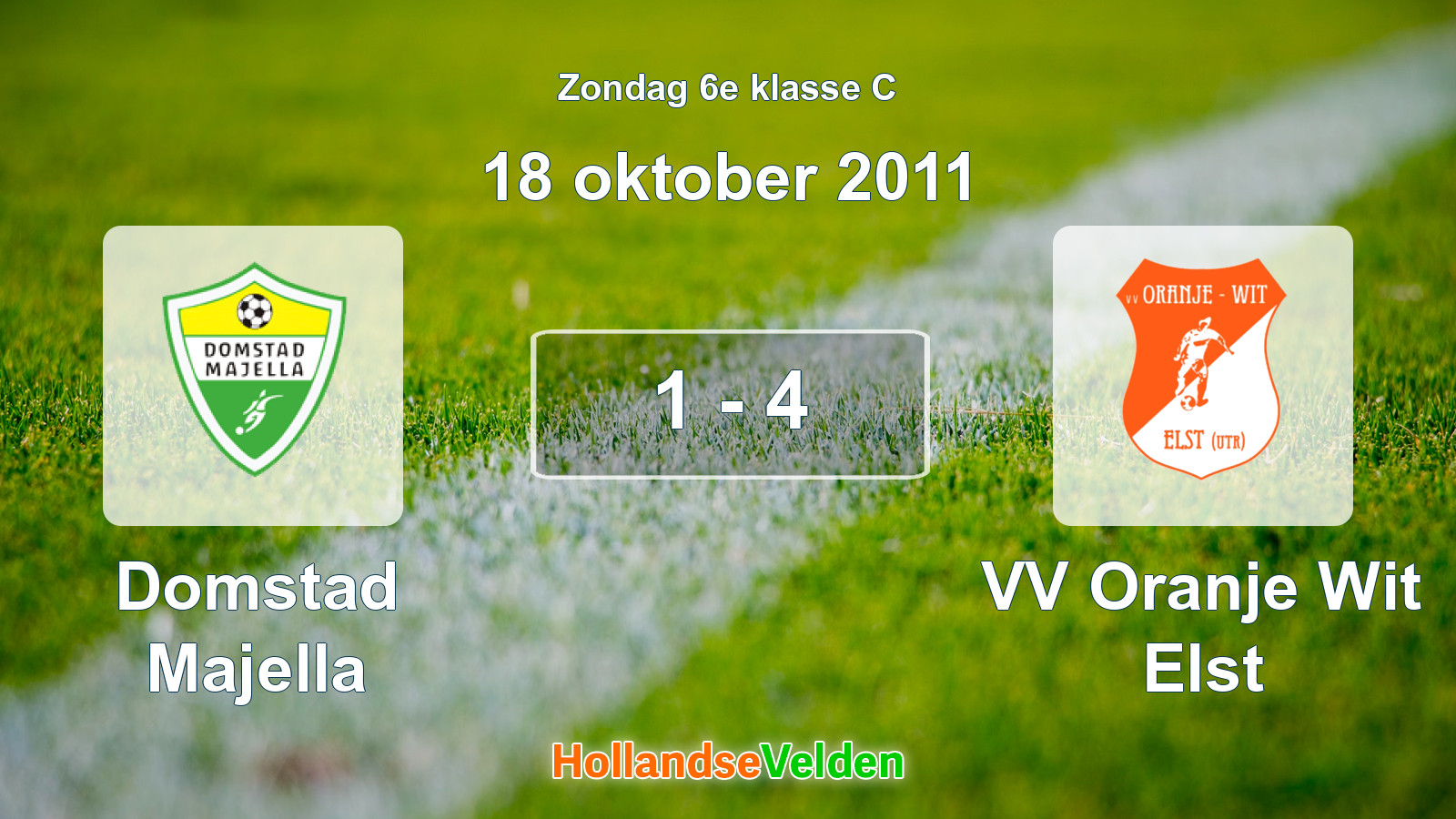 Gespeelde wedstrijd: Domstad Majella - VV Oranje Wit Elst 1 - 4 (18 oktober 2011)