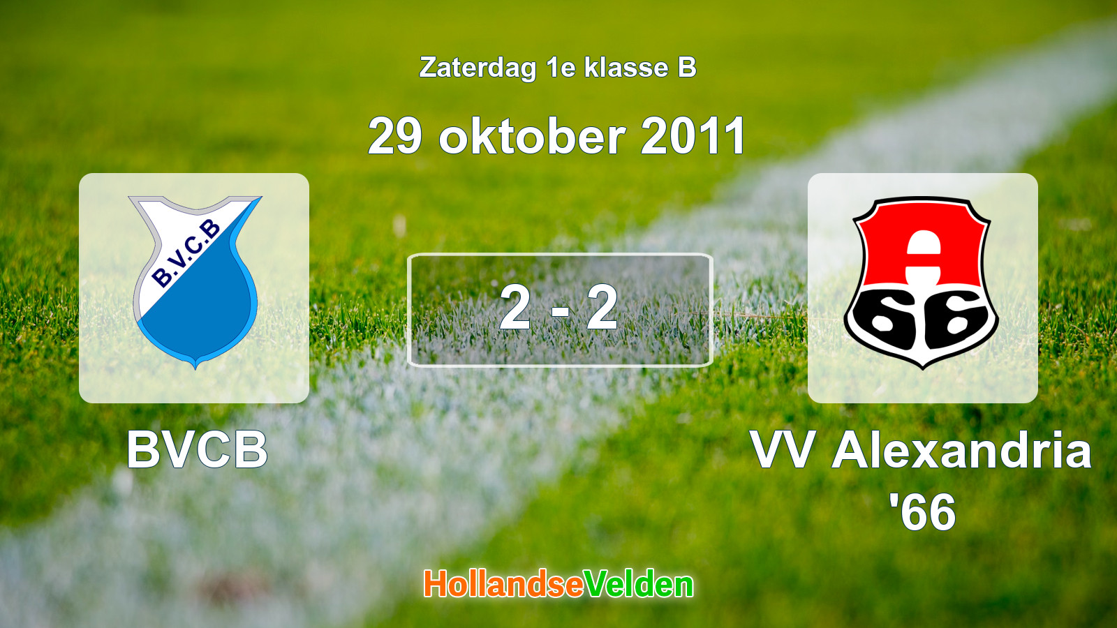 Gespeelde wedstrijd: BVCB - VV Alexandria '66 2 - 2 (29 oktober 2011)