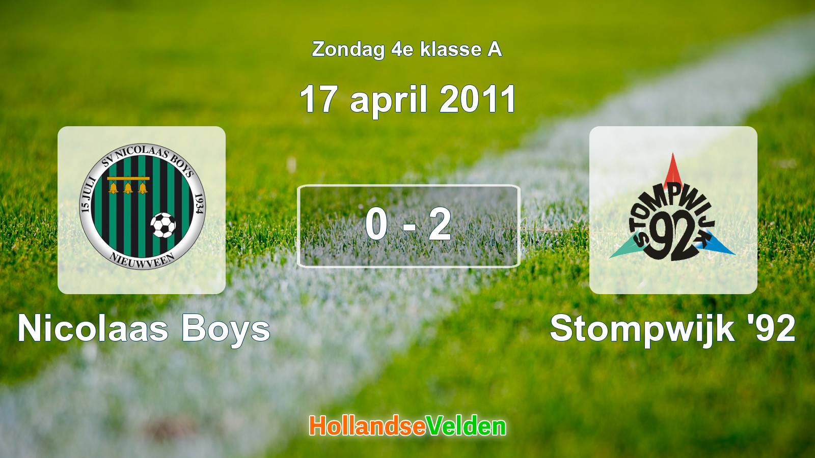 Gespeelde wedstrijd: Nicolaas Boys - Stompwijk '92 0 - 2 (17 april 2011)