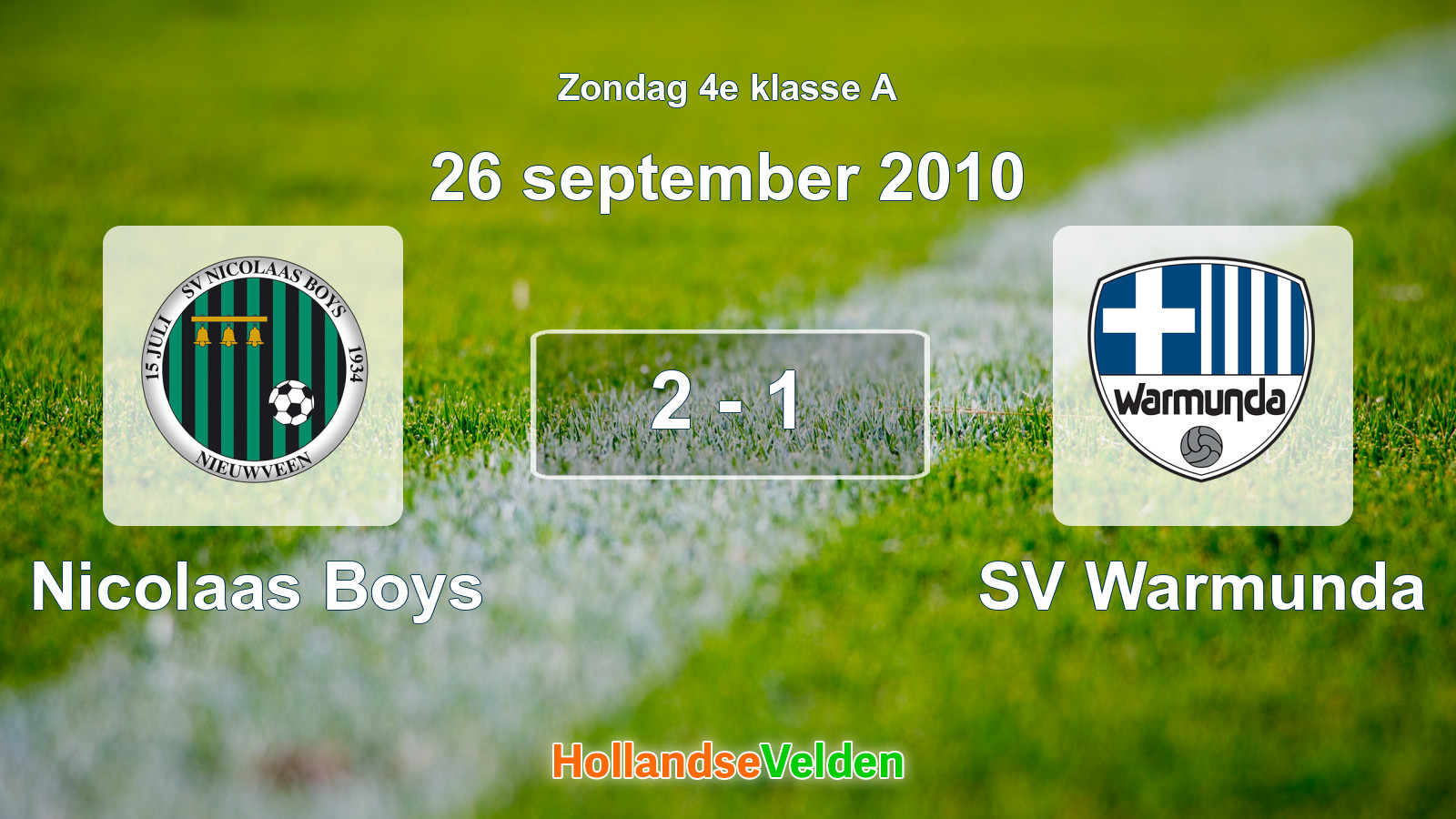Gespeelde wedstrijd: Nicolaas Boys - SV Warmunda 2 - 1 (26 september 2010)