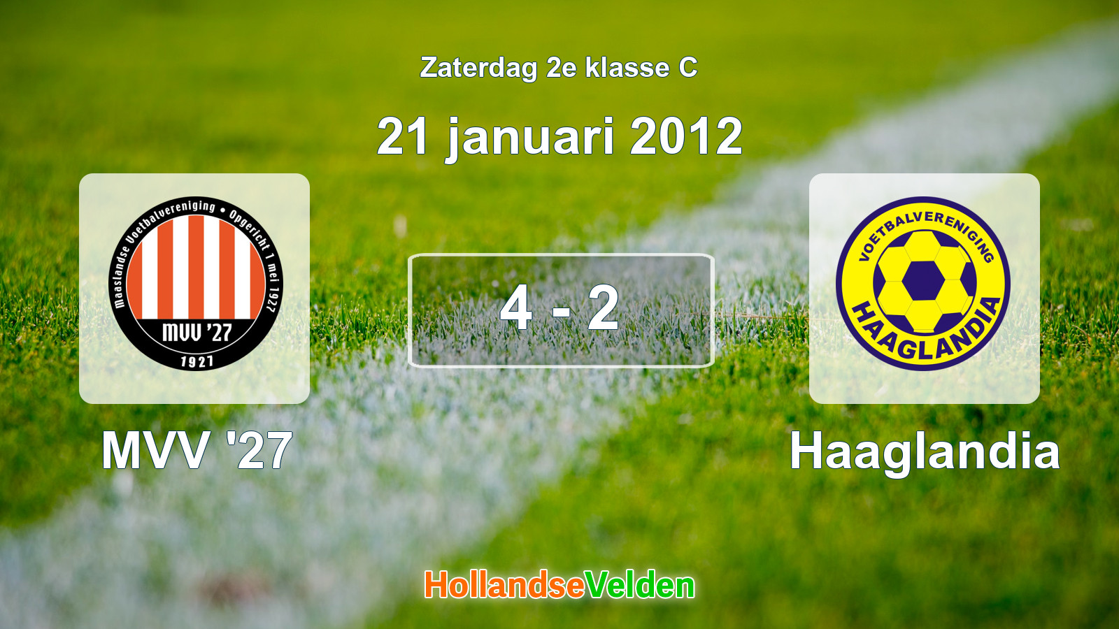 Gespeelde wedstrijd: MVV '27 - Haaglandia 4 - 2 (21 januari 2012)