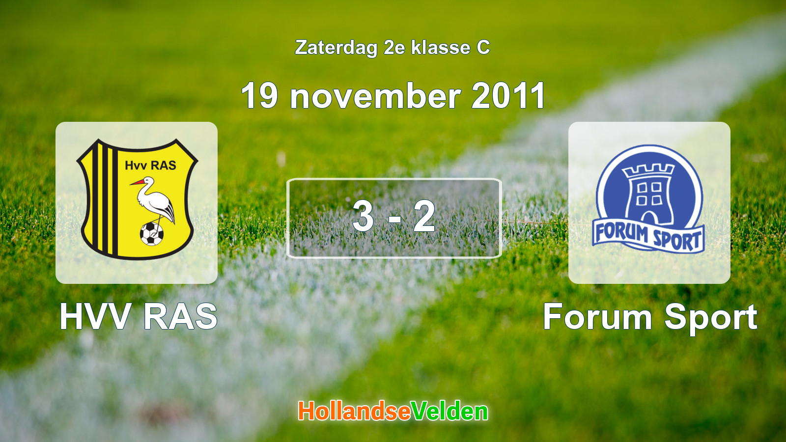 Gespeelde wedstrijd: HVV RAS - Forum Sport 3 - 2 (19 november 2011)