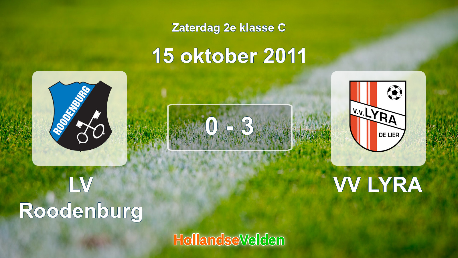 Gespeelde wedstrijd: LV Roodenburg - VV LYRA 0 - 3 (15 oktober 2011)