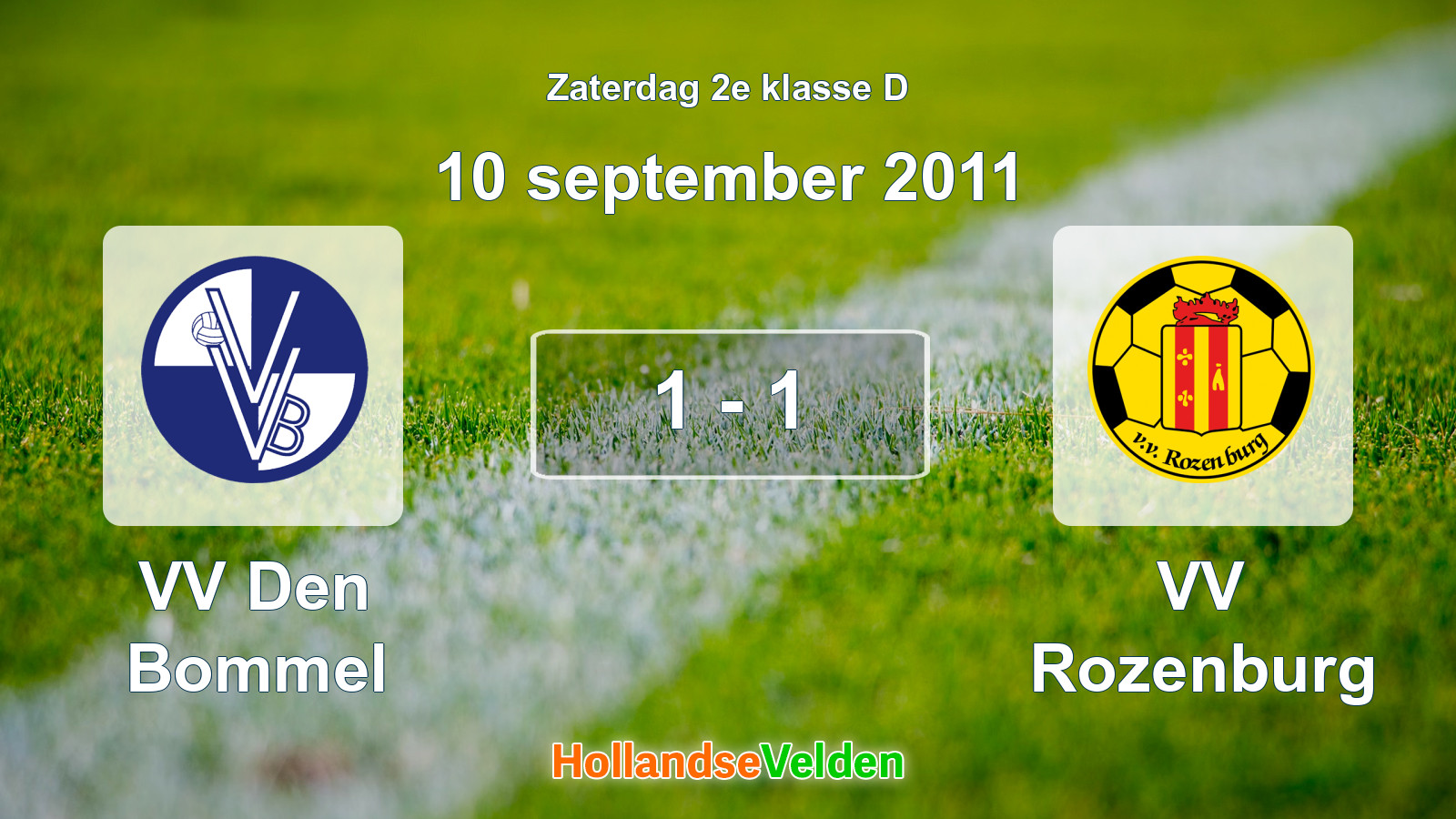 Gespeelde wedstrijd: VV Den Bommel - VV Rozenburg 1 - 1 (10 september 2011)
