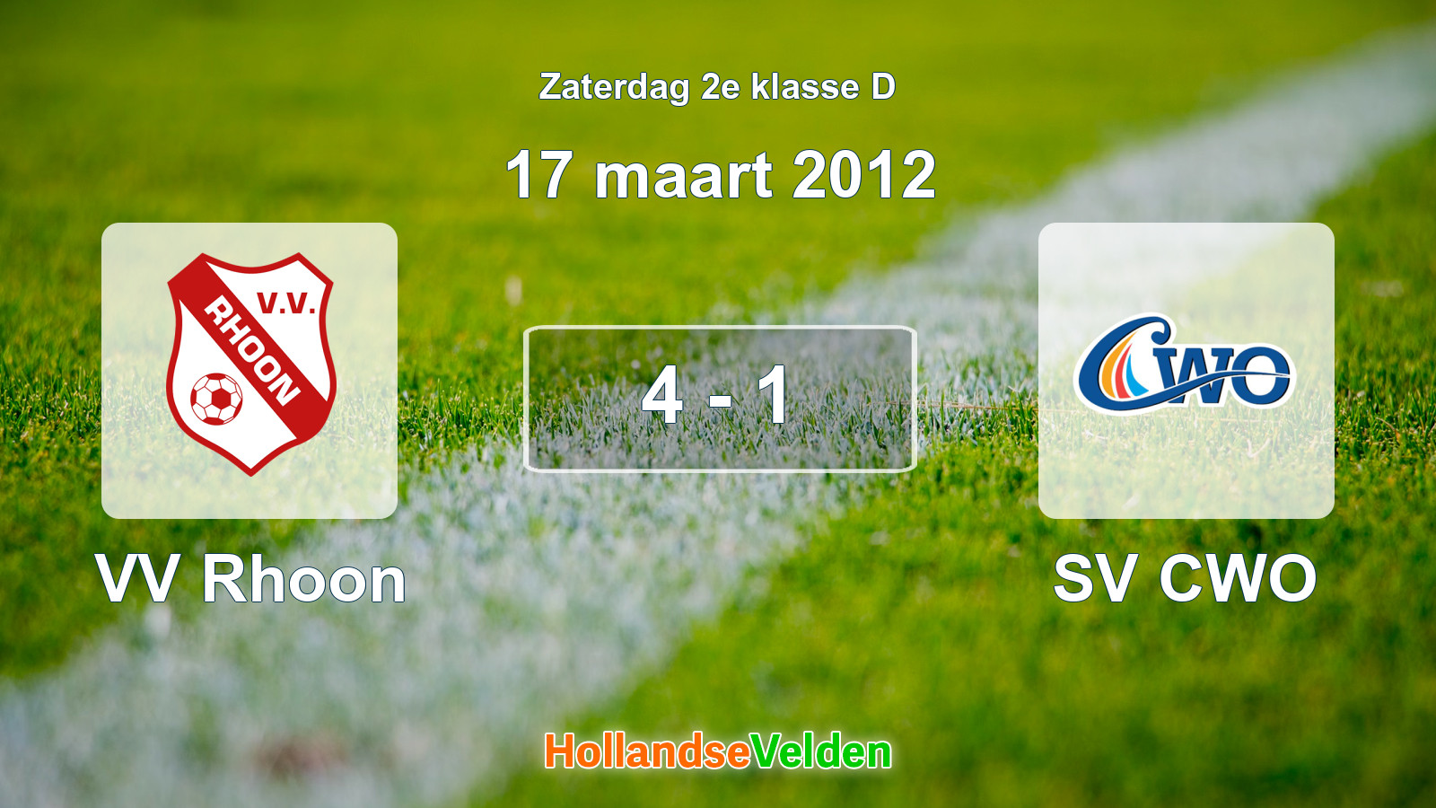 Gespeelde wedstrijd: VV Rhoon - SV CWO 4 - 1 (17 maart 2012)