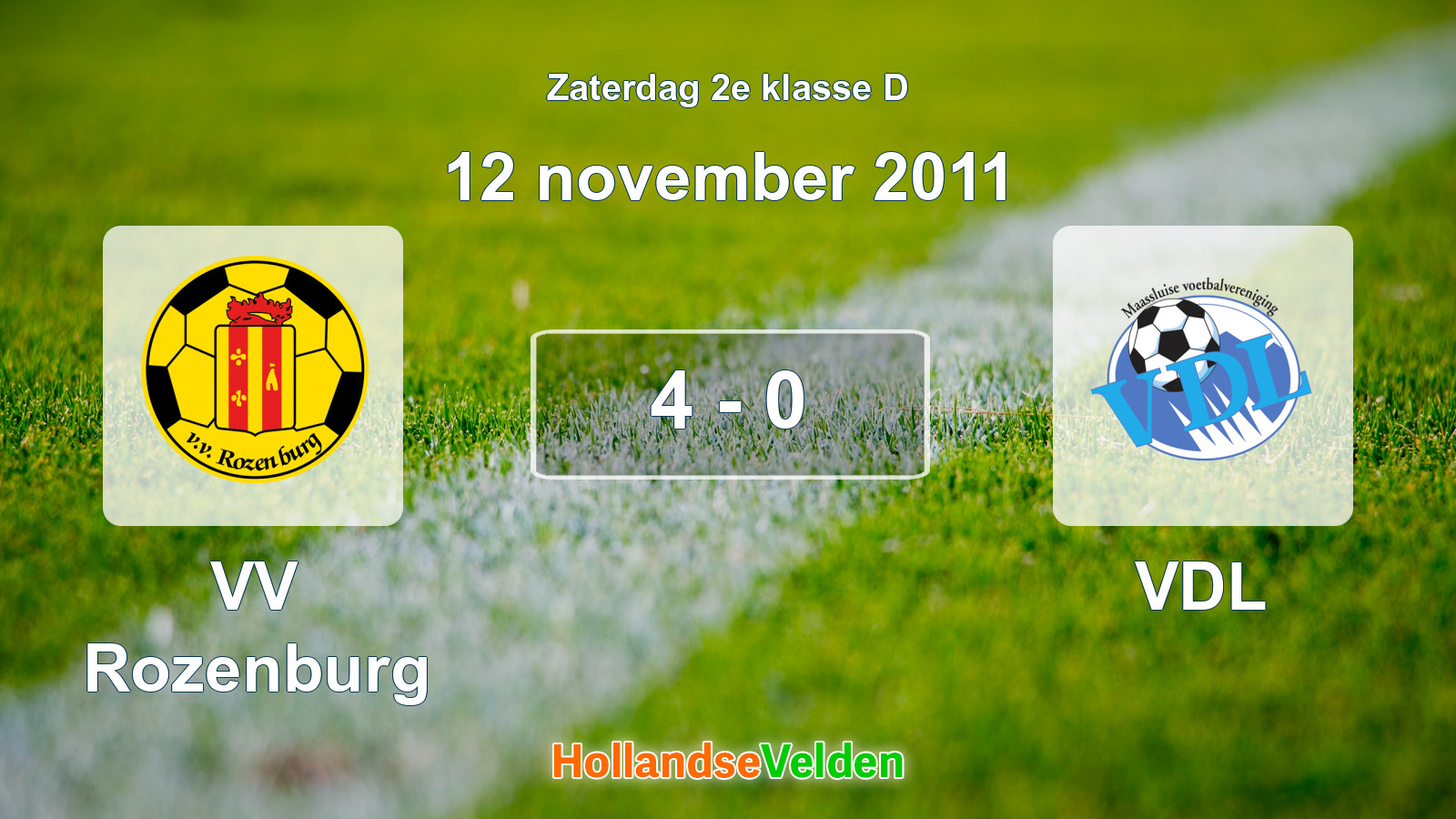Gespeelde wedstrijd: VV Rozenburg - VDL 4 - 0 (12 november 2011)