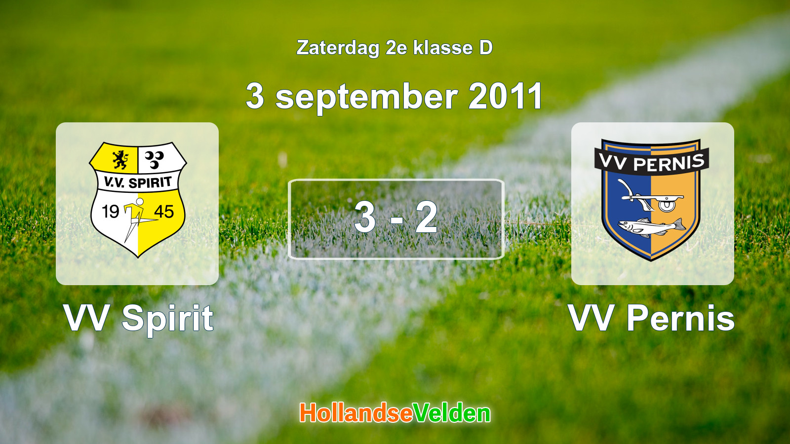 Gespeelde wedstrijd: VV Spirit - VV Pernis 3 - 2 (3 september 2011)