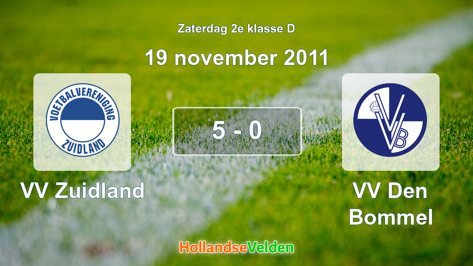 Gespeelde wedstrijd: VV Zuidland - VV Den Bommel 5 - 0 (19 november 2011)
