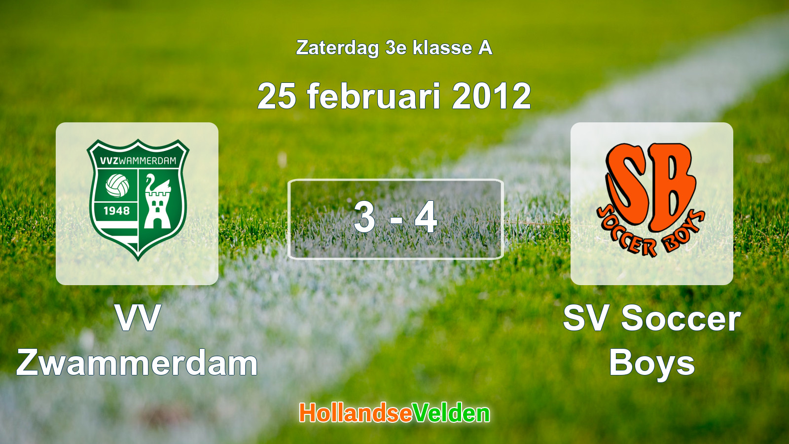 Gespeelde wedstrijd: VV Zwammerdam - SV Soccer Boys 3 - 4 (25 februari 2012)