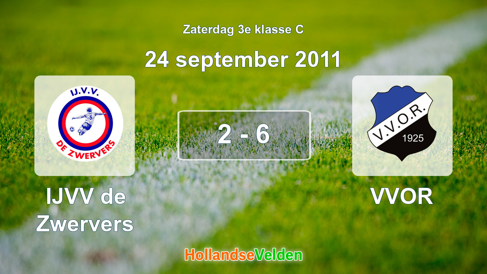 Gespeelde wedstrijd: IJVV de Zwervers - VVOR 2 - 6 (24 september 2011)