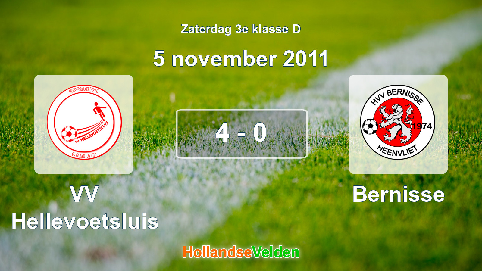 Gespeelde wedstrijd: VV Hellevoetsluis - Bernisse 4 - 0 (5 november 2011)
