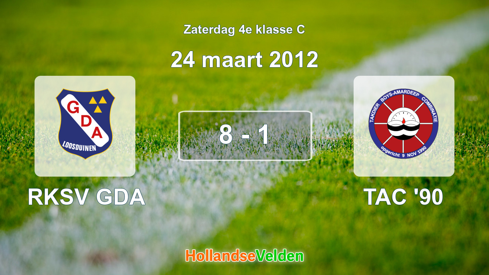 Gespeelde wedstrijd: RKSV GDA - TAC '90 8 - 1 (24 maart 2012)