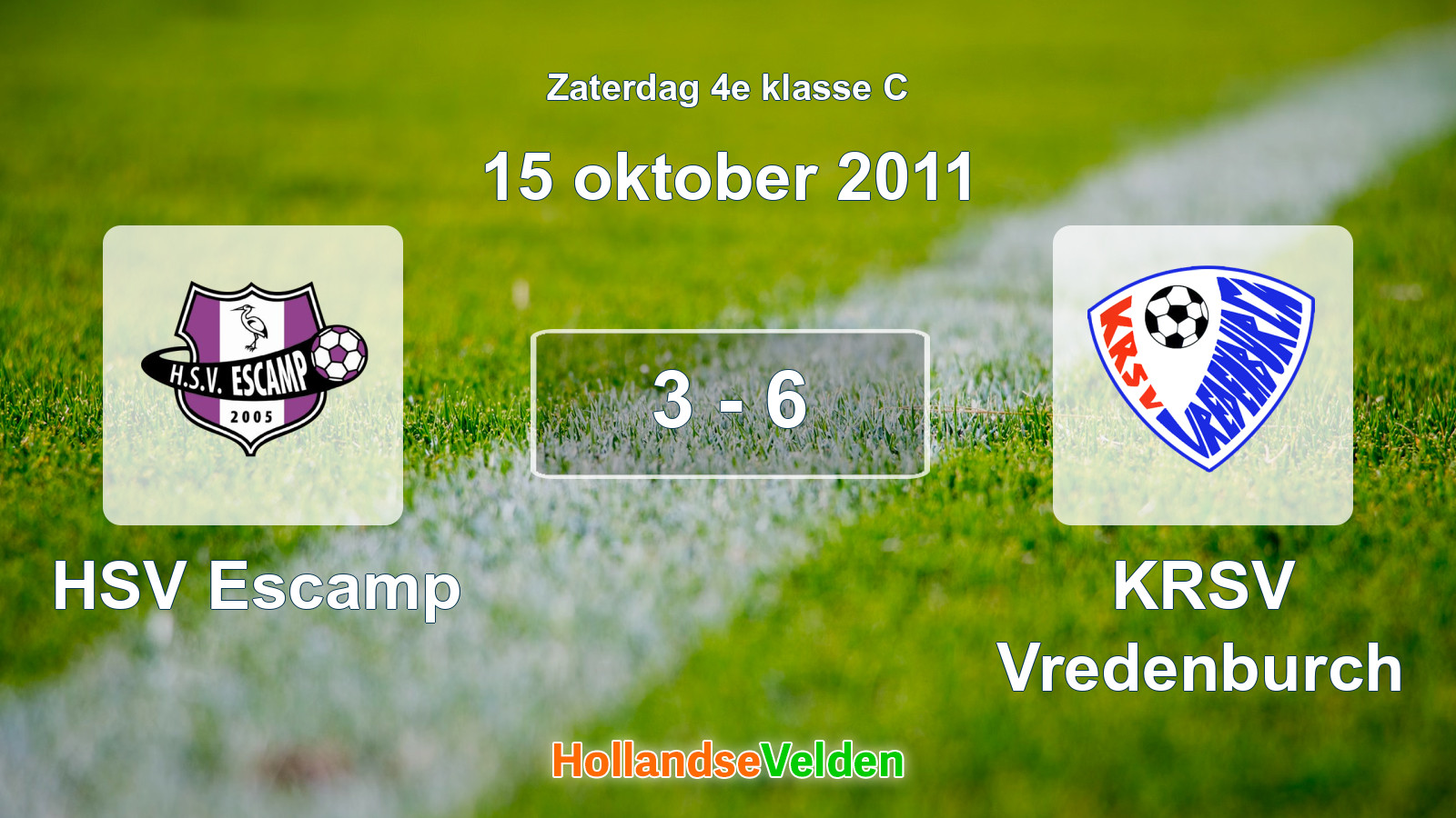 Gespeelde wedstrijd: HSV Escamp - KRSV Vredenburch 3 - 6 (15 oktober 2011)