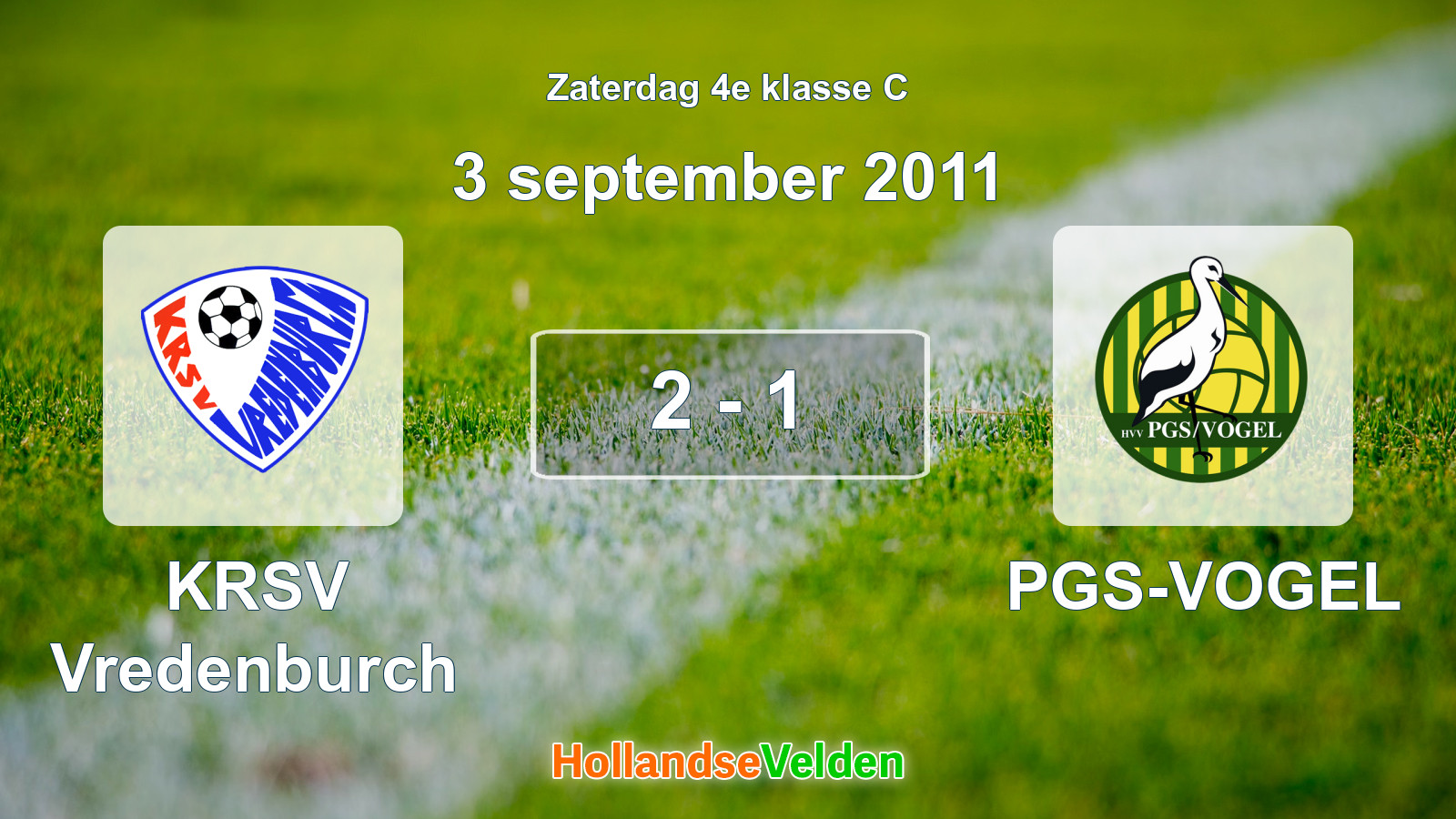 Gespeelde wedstrijd: KRSV Vredenburch - PGS-VOGEL 2 - 1 (3 september 2011)
