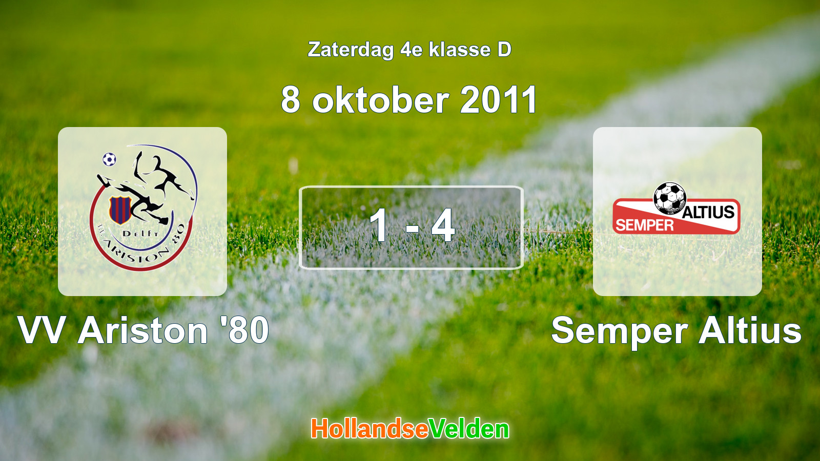 Gespeelde wedstrijd: VV Ariston '80 - Semper Altius 1 - 4 (8 oktober 2011)