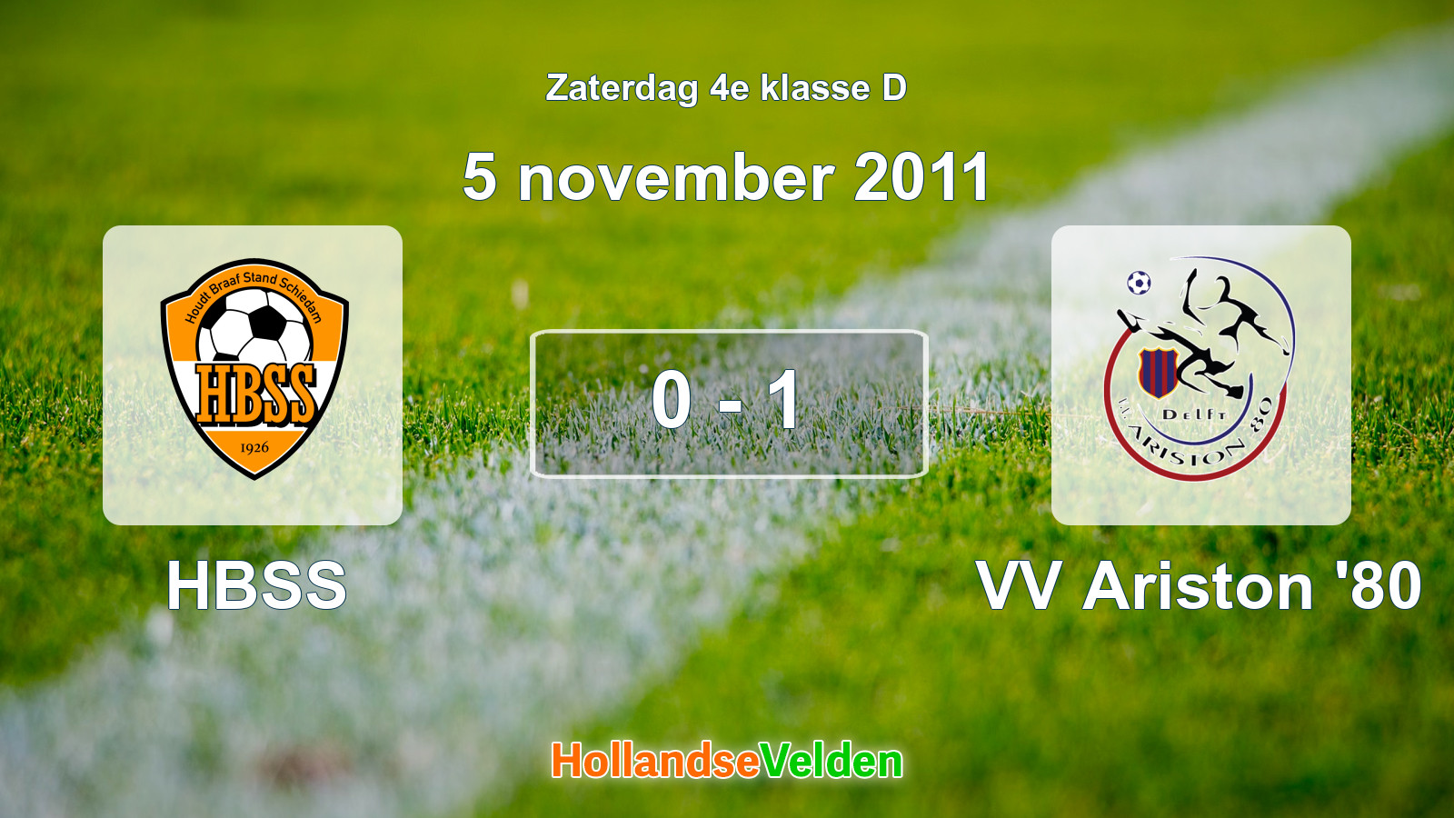 Gespeelde wedstrijd: HBSS - VV Ariston '80 0 - 1 (5 november 2011)