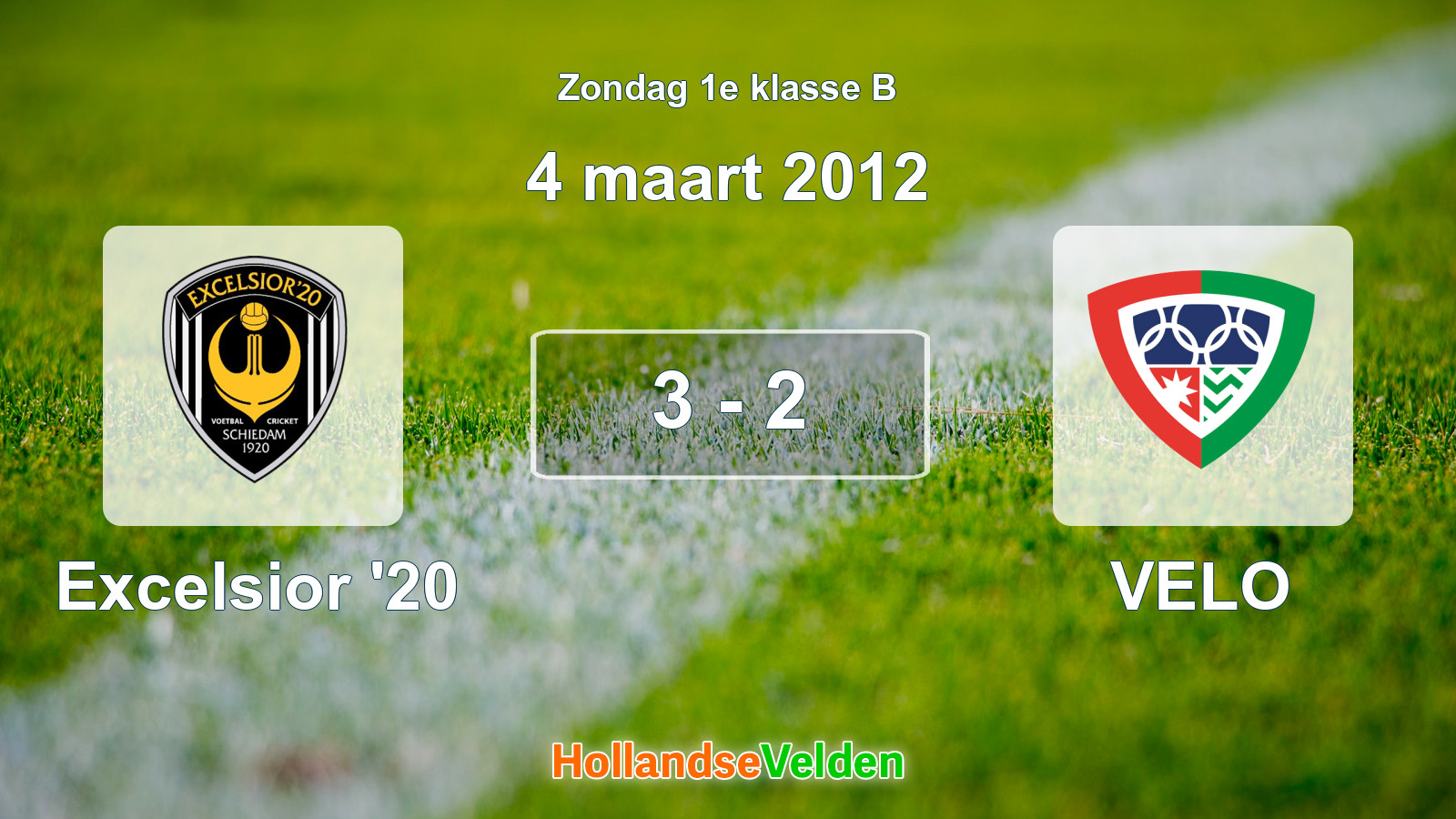 Gespeelde wedstrijd: Excelsior '20 - VELO 3 - 2 (4 maart 2012)