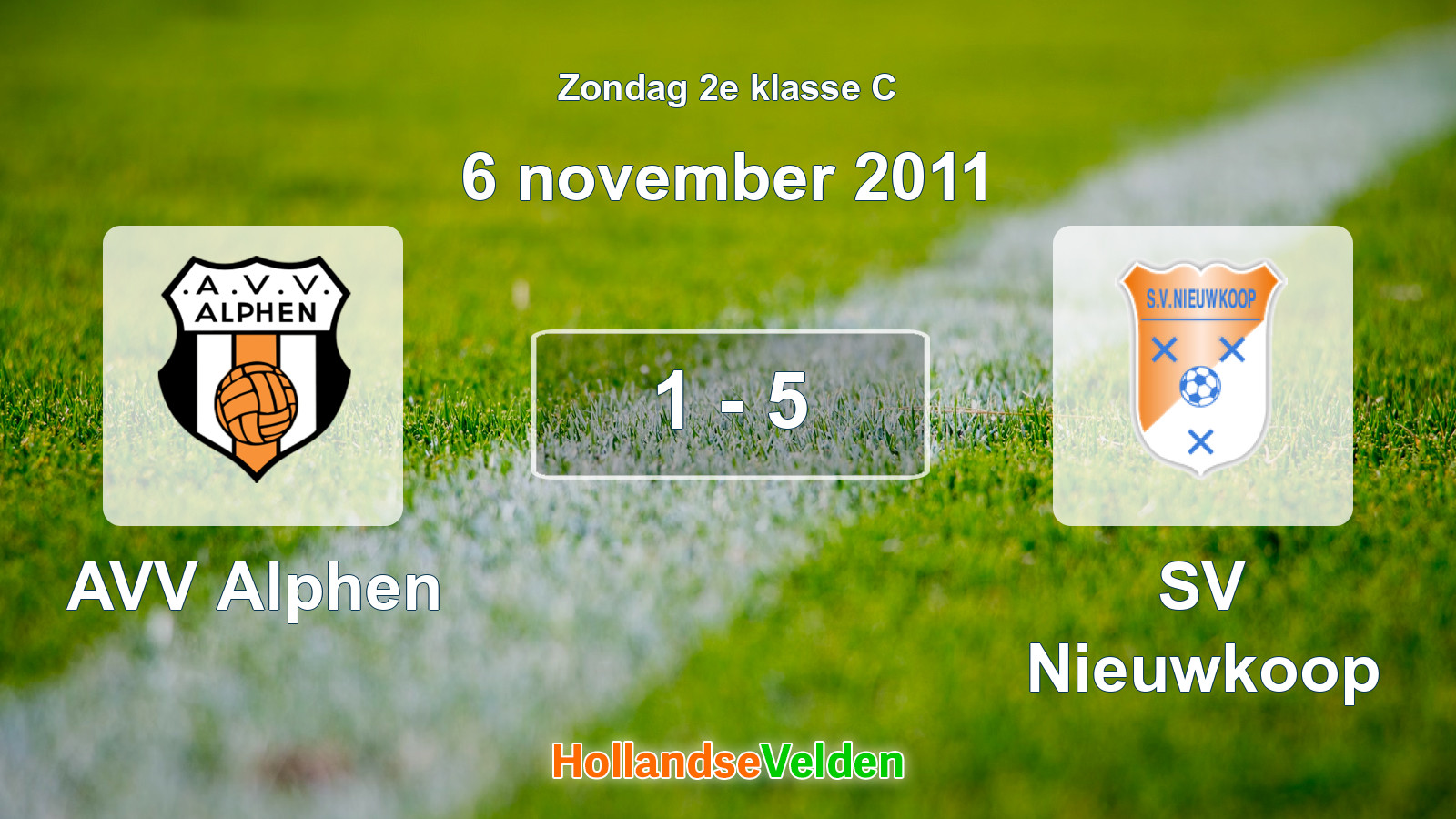 Gespeelde wedstrijd: AVV Alphen - SV Nieuwkoop 1 - 5 (6 november 2011)