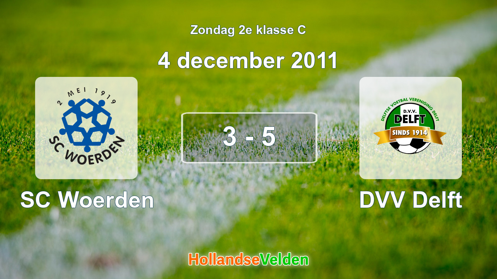 Gespeelde wedstrijd: SC Woerden - DVV Delft 3 - 5 (4 december 2011)