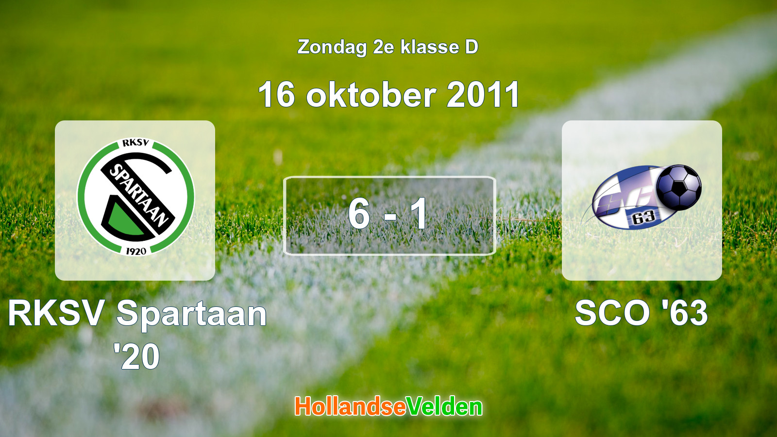 Gespeelde wedstrijd: RKSV Spartaan '20 - SCO '63 6 - 1 (16 oktober 2011)