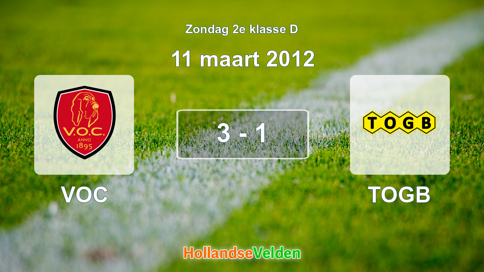 Gespeelde wedstrijd: VOC - TOGB 3 - 1 (11 maart 2012)