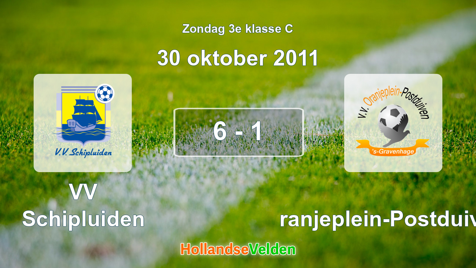 Gespeelde wedstrijd: VV Schipluiden - Oranjeplein-Postduiven 6 - 1 (30 oktober 2011)