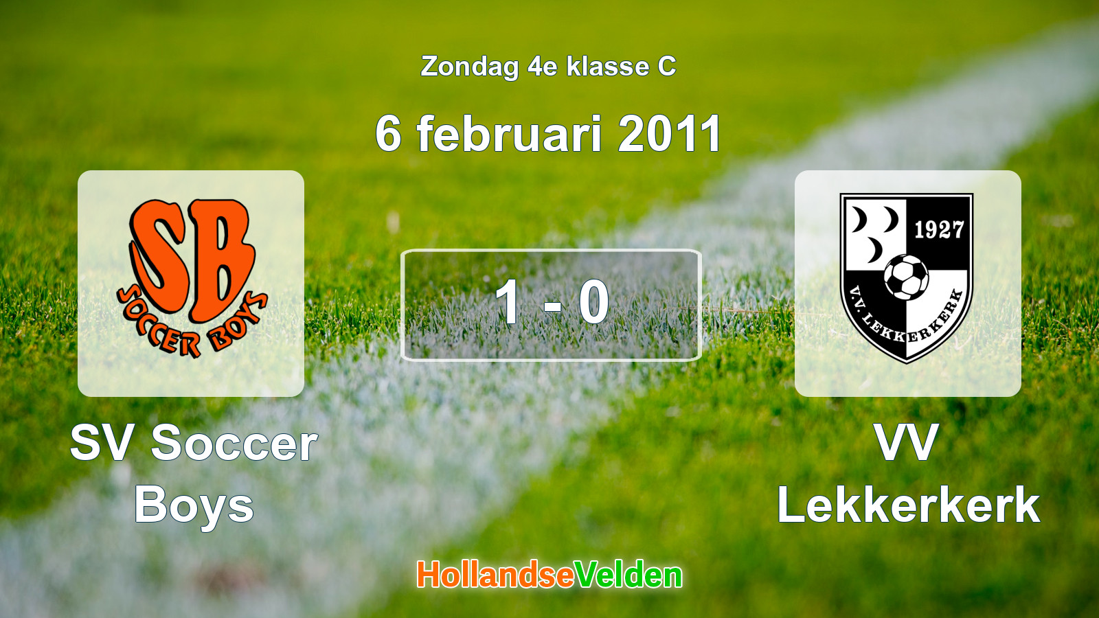 Gespeelde wedstrijd: SV Soccer Boys - VV Lekkerkerk 1 - 0 (6 februari 2011)