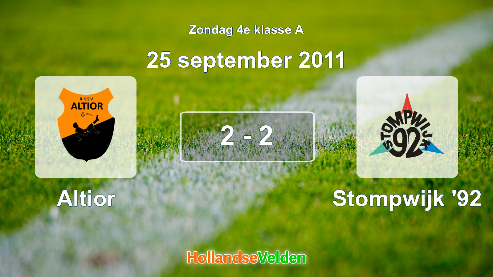 Gespeelde wedstrijd: Altior - Stompwijk '92 2 - 2 (25 september 2011)
