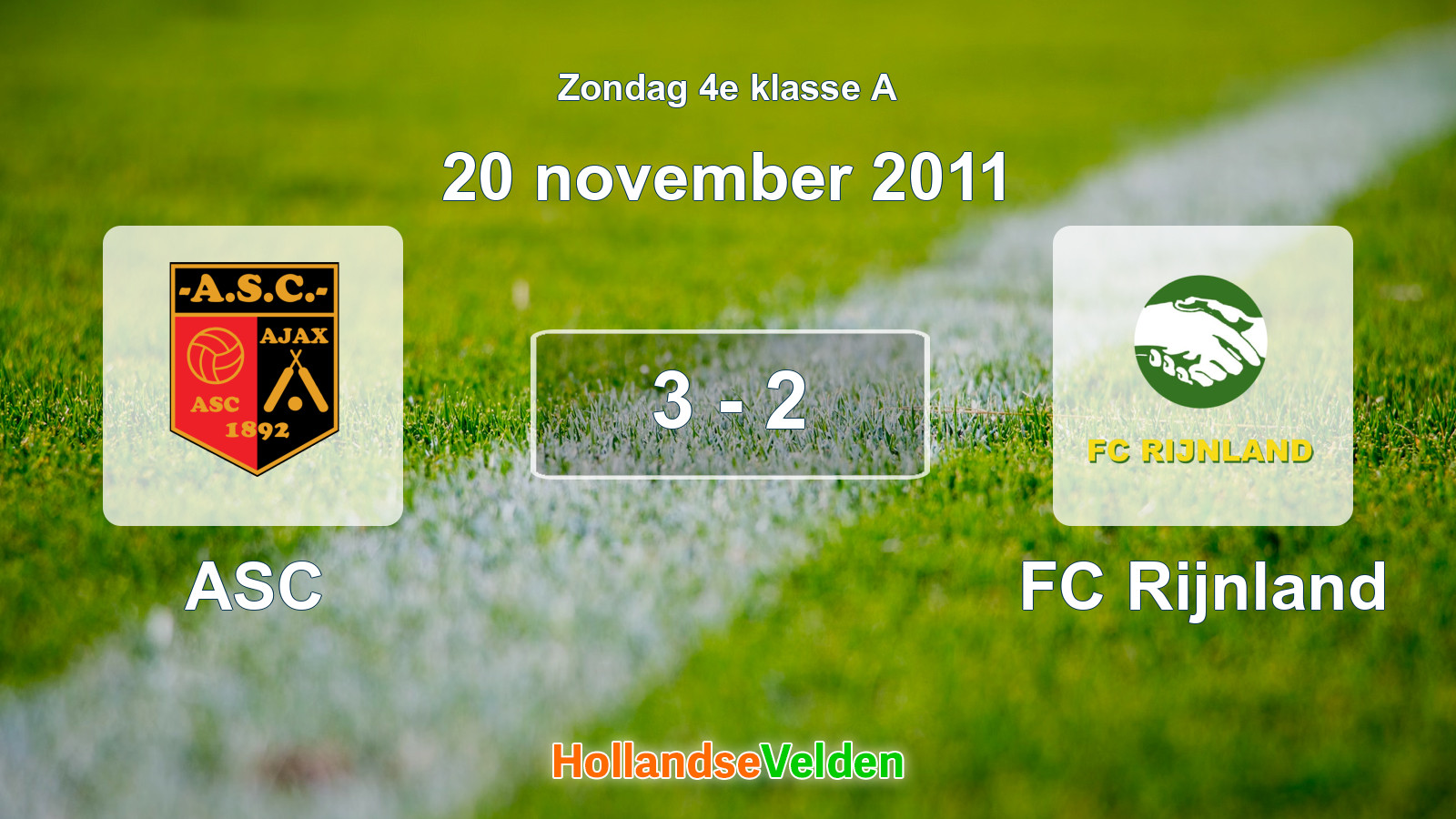 Gespeelde wedstrijd: ASC - FC Rijnland 3 - 2 (20 november 2011)