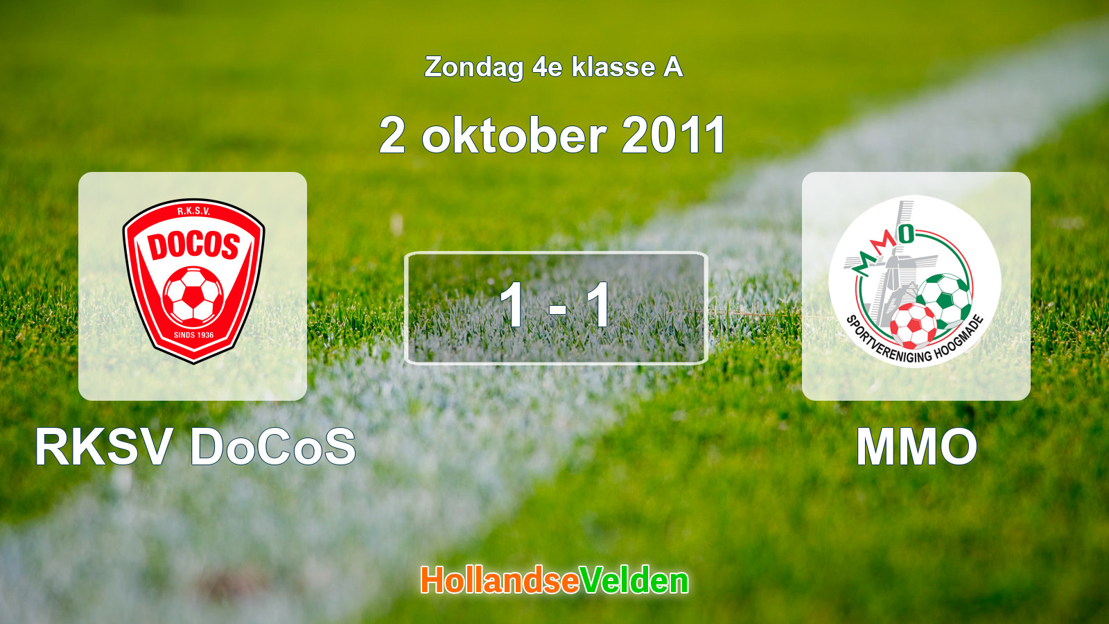 Gespeelde wedstrijd: RKSV DoCoS - MMO 1 - 1 (2 oktober 2011)