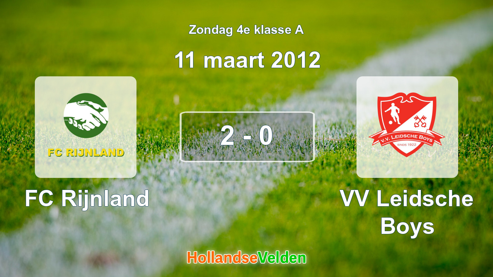 Gespeelde wedstrijd: FC Rijnland - VV Leidsche Boys 2 - 0 (11 maart 2012)