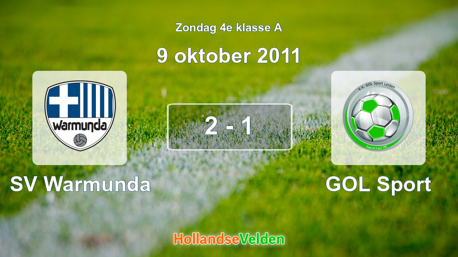 Gespeelde wedstrijd: SV Warmunda - GOL Sport 2 - 1 (9 oktober 2011)