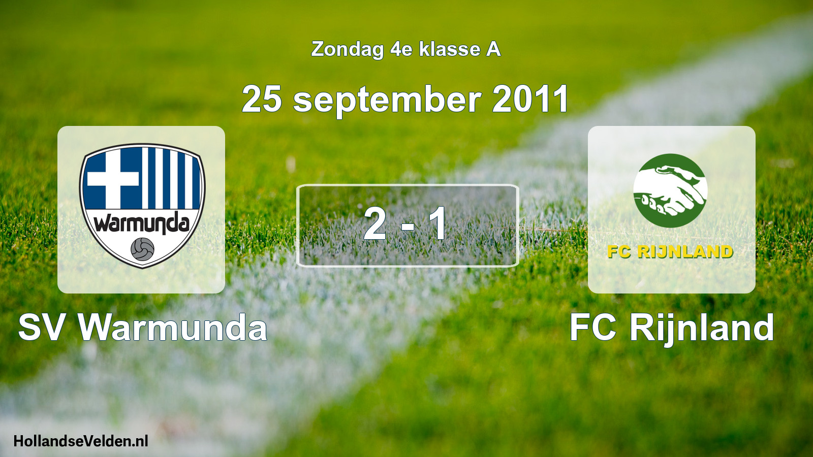 Gespeelde wedstrijd: SV Warmunda - FC Rijnland 2 - 1 (25 september 2011)