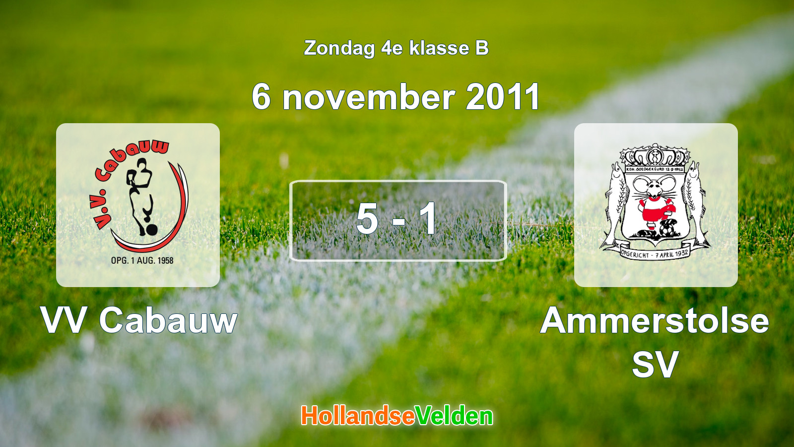 Gespeelde wedstrijd: VV Cabauw - Ammerstolse SV 5 - 1 (6 november 2011)
