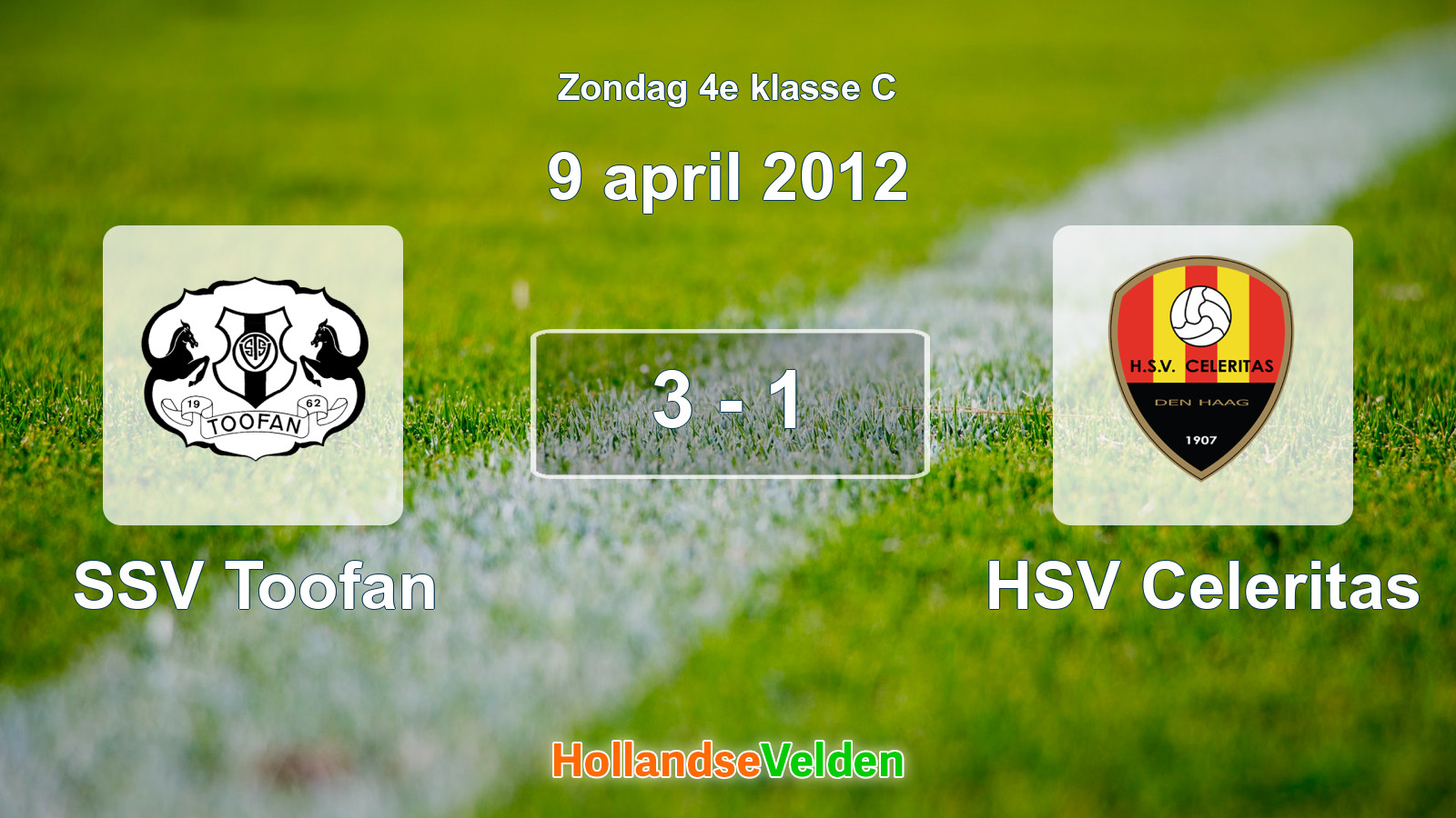 Gespeelde wedstrijd: SSV Toofan - HSV Celeritas 3 - 1 (9 april 2012)