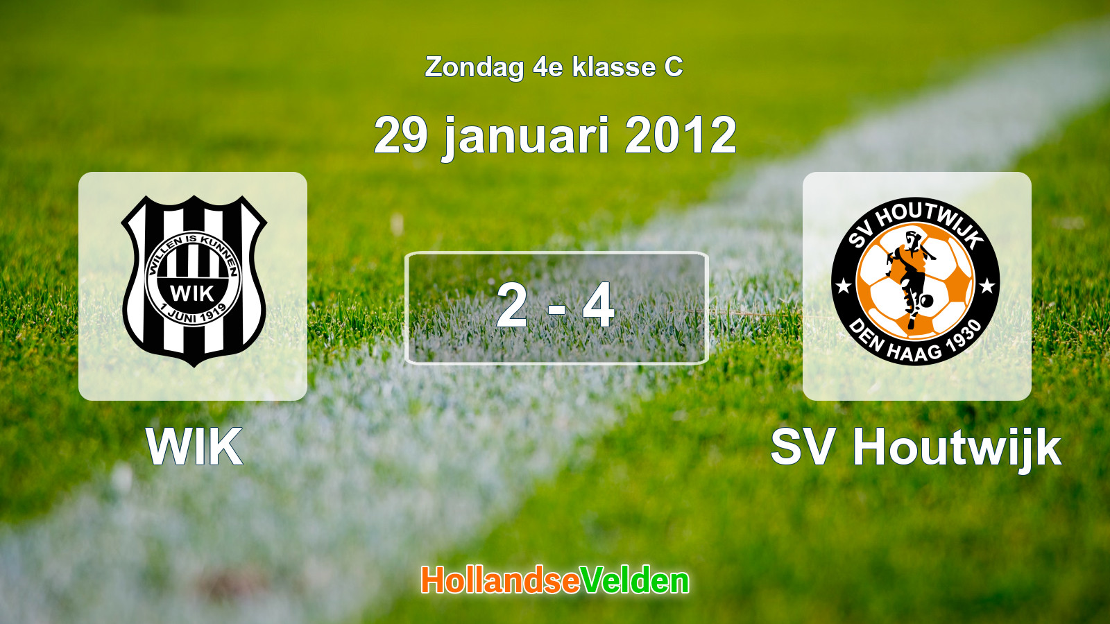 Gespeelde wedstrijd: WIK - SV Houtwijk 2 - 4 (29 januari 2012)