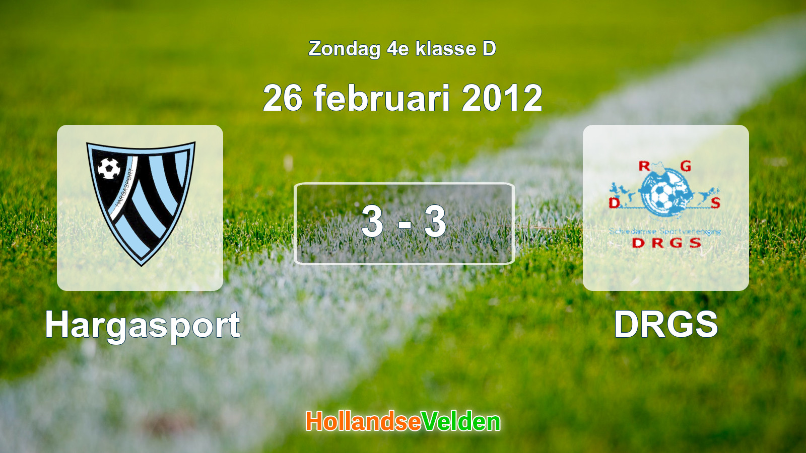 Gespeelde wedstrijd: Hargasport - DRGS 3 - 3 (26 februari 2012)