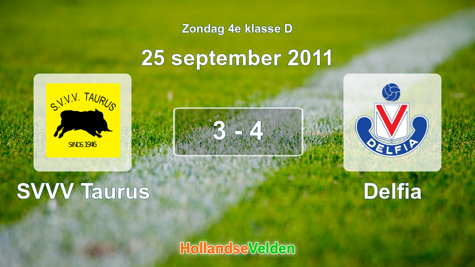 Gespeelde wedstrijd: SVVV Taurus - Delfia 3 - 4 (25 september 2011)