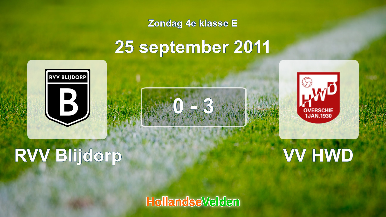 Gespeelde wedstrijd: RVV Blijdorp - VV HWD 0 - 3 (25 september 2011)